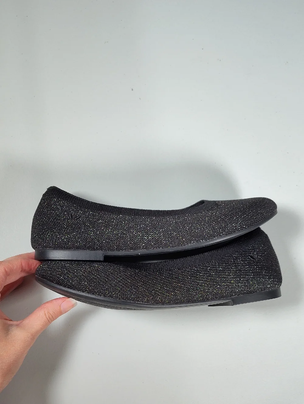 Vivaia Claire‎ Round-Toe Flats in Metallic Black EU 38